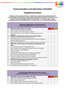 Targeted Provision Triangle C & I Targeted Provision Checklist - SEND Supported